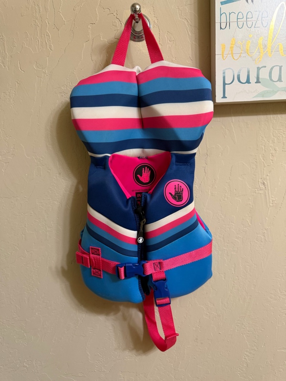 Body Glove Kids Pink & Blue Striped Swim Vest